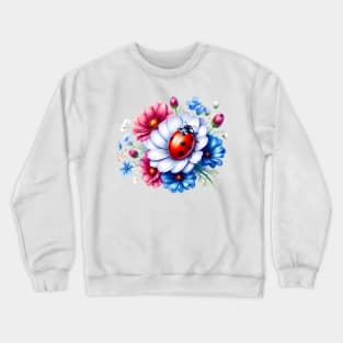 A ladybug decorated with beautiful colorful flowers. Crewneck Sweatshirt